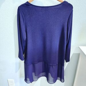 Chico's Travelers Cobalt Blue Tunic Sheer Flowy Hem Size 2/ 12